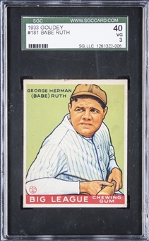1933 Goudey #181 Babe Ruth – SGC VG 3